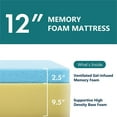 thumbnail image 2 of FOA Marc Beige Full Platform Pattern Fabric Bed with 12" Memory Foam Mattress, 2 of 9