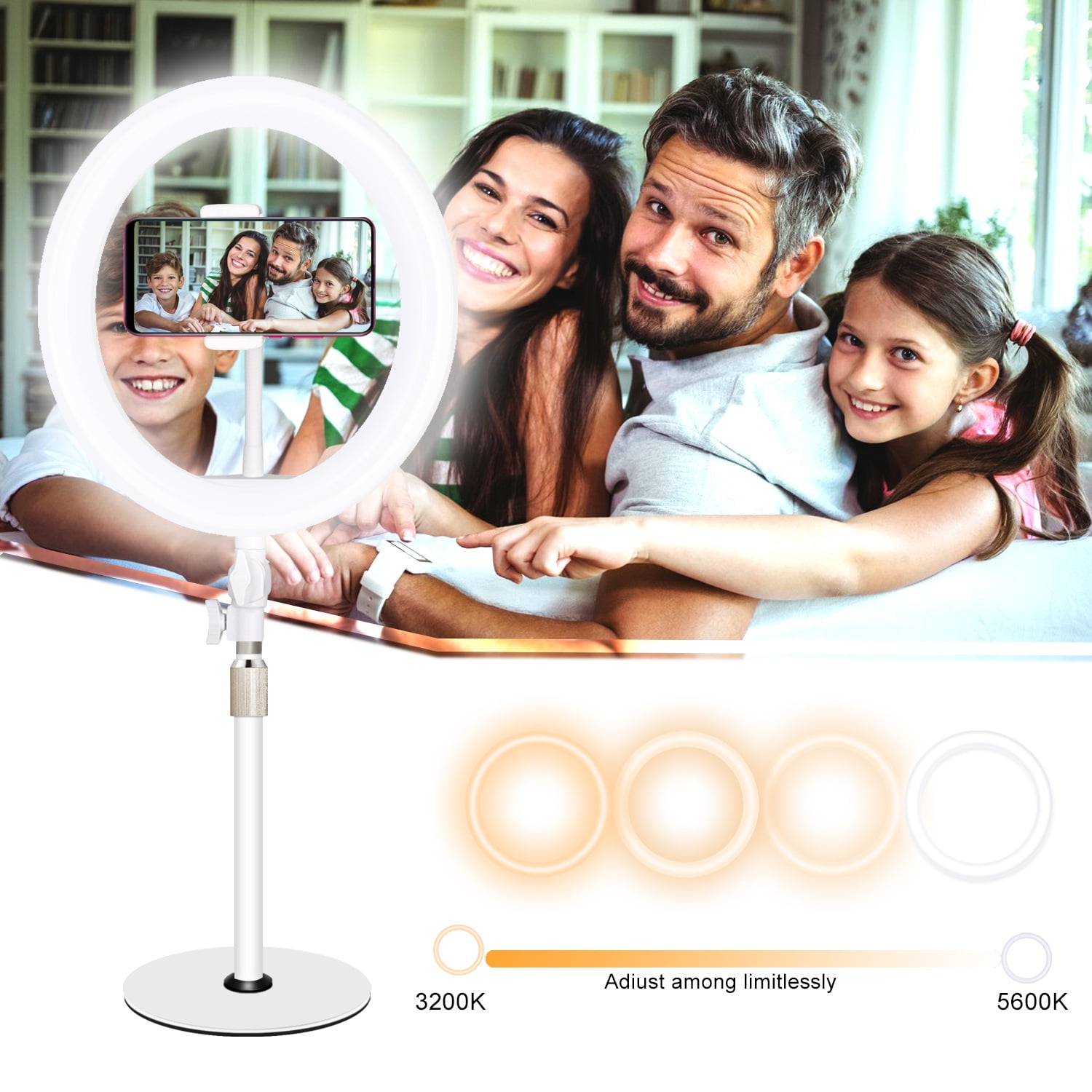 10-inch USB Ring Light for Desk or Table 3 Light Modes with Flexible Smartphone Stand  Streaming  YouTube Makeup TutorialsTikTok or Selfies White