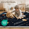 thumbnail image 4 of ODIKA 9'x12' Washable Area Rug Low Pile, Flatwoven, Playroom Ship Astronaut Galaxy Chart Science Theme Classroom for Great Room, Indoor Concept, Large Living, 4 of 7