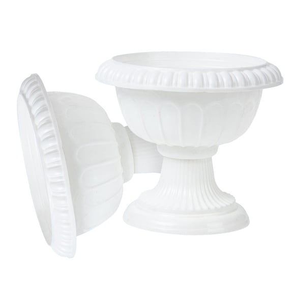 2 Pcs Vintage Flower Pot Style Planter Urn Vase Garden Decorations Ornaments White