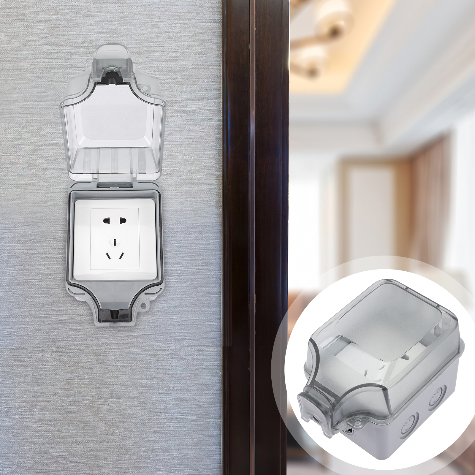 Couvercle étanche Pour Prise électrique - Protection Anti-eau Et Poussière, Compatible Prise Simple EU - 4