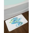 thumbnail image 2 of Seahorse Bath Mat, Seahorse Design with Abstract Curvy and Wavy Geometric Forms, Plush Bathroom Decor Mat with Non Slip Backing, 29.5" X 17.5", Lime Green Night Blue, by Ambesonne, 2 of 2