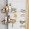 thumbnail image 3 of Shower Caddy Tension Pole, 4-Tier Rustproof Adjustable Corner Bathroom Organizer for Renters, 25–114.2 Inch No Drill Space-Saving Storage Rack, Silver Gray, 3 of 4