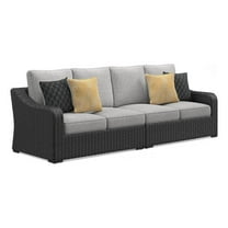 Bowery Hill Coastal Black & Gray 2-Piece Outdoor Loveseat with Cushion