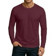 thumbnail image 2 of WTOBBY Men's Round Neck Raglan Long Sleeve T-Shirt Top Casual Everyday Shirt for Men in Comfortable Lightweight Design,Wine 2XL, 2 of 6