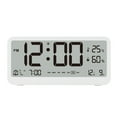thumbnail image 1 of Tignapoo Multifunctional LCD Desk Clock with Dual Alarm, Temperature & Humidity Display, Adjustable Brightness, Night Light Mode, 12/24HR Format, Snooze Function, White (Batteries Not Included), 1 of 7