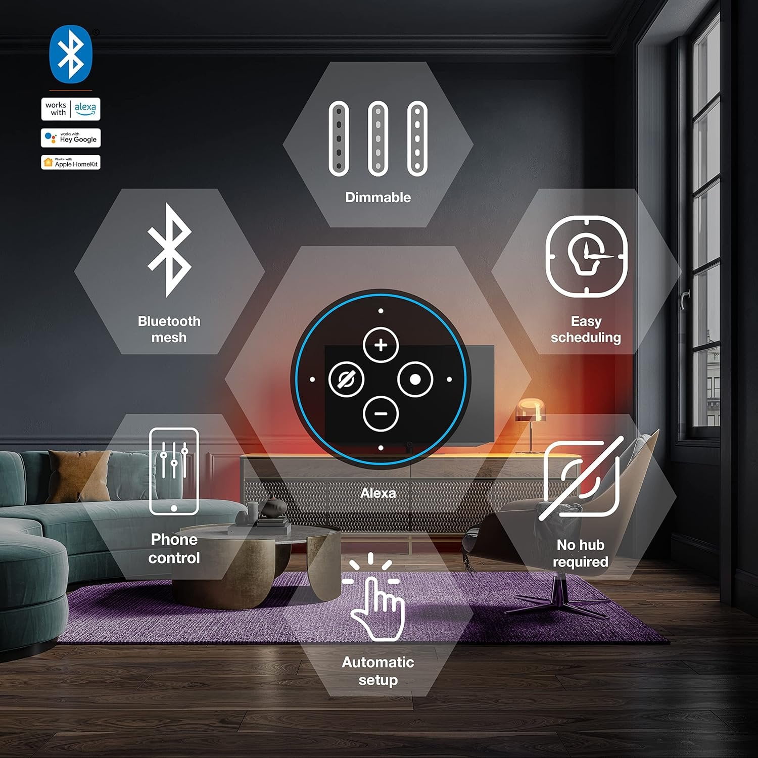 Sylvania Smart 16.4 ft Bluetooth Mesh LED Flex Light Strip Outdoor Starter Kit for Alexa/Google/Apple HomeKit, RGBTW Full Color, Dimmable, Accessories Included, Outdoor Rated - 1 Pack 75777