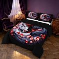 thumbnail image 2 of Manfei Fantasy Dragon Animals Full Size Comforter Sets,Gothic Flower Bedding Comforter Set,Blue Red,Black Reversible,3-Piece,1 Comforter and 2 Pillowcases, 2 of 7