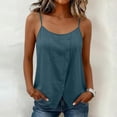 thumbnail image 4 of Summer Cotton Linen Tank Tops for Women Spaghetti Strap Adjustable Camisoles Womens Scoop Neck Sleeveless Button Down Shirts, 4 of 7
