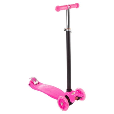 Kids Pink Scooter with Adjustable Height Handlebar, 3 LED Light-up Wheels, Balance Riding Toy by Lil' Rider