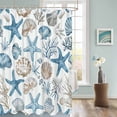 thumbnail image 3 of Fabric Shower Curtain, Summer Ocean Blue and Brown Starfish Seashell Coral Shower Curtains with 12 Hooks Waterproof Machine Washable Bath Curtains for Bathroom, 72 x 96in, 3 of 6