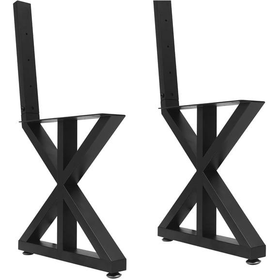 2 PCS Bench Legs Black Metal, 440 Lbs Metal Bench Legs Park Bench Kit Chair Base Legs with Backrest for Outdoor, Indoor, L15.7 x W3.1 x H17.7in