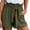 Green, variant on Womens Shorts Stretchy High Waisted Striped Ruffle Elastic Waist Summer Beach Belt Baggy Dressy Casual Womens Jorts with Pockets S-2XL