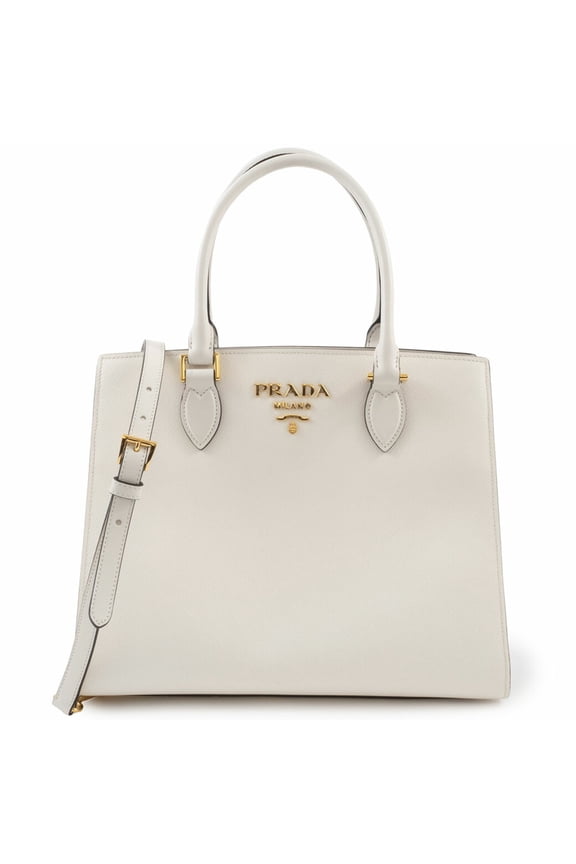 Pre-Owned Prada Women's Saffiano Leather Shoulder Bag 1BA227 White