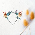 thumbnail image 7 of Sunisery Christmas Hair Hoop adorned with Reindeer Antlers, Deer Ears, Flower Berry, 7 of 7