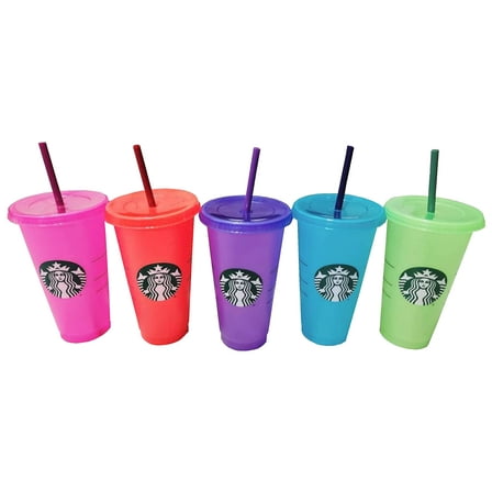 Starbucks Summer 2022 Color Change Venti Cold Cups with Straws (24oz, Pack of 5)