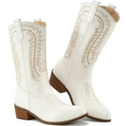 Ecetana Cowboy Boots for Women Wide Calf Embroidered Western Cowgirl Boots
