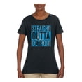 thumbnail image 2 of Wild Bobby, Straight Outta Detroit DET Fan Fantasy Football, Sports, Women Graphic Tee, Black, X-Large, 2 of 4