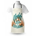 thumbnail image 3 of Explore Apron Hand Lettering Quote on Traveling with Mountain and Forest Silhouette, Unisex Kitchen Bib Apron with Adjustable Neck for Cooking Baking Gardening, Teal Beige Burnt Orange, by Ambesonne, 3 of 3