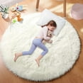 thumbnail image 2 of Super Soft Plush Round Rug Mat Fluffy White Carpets For Living Room Home Decor Bedroom Kid Room Decoration Salon Thick Pile Rug, 2 of 10