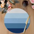 thumbnail image 3 of Blue Ombre Round 13 Inch Placemats Set of 4, Modern Abstract Art Farmhouse Striped HeatResistant Non Slip Place Mats for Dining Table, Wipeable Braided Kitchen Table Mats for Housewarming, 3 of 9