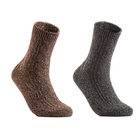 Lian LifeStyle Perfect Fit Women's 2 Pair's Wool Crew Socks For Healthy Feet. Cozy, Cute, and Comfortable Size 6-9 HR1613, Color Brown, Dark Grey