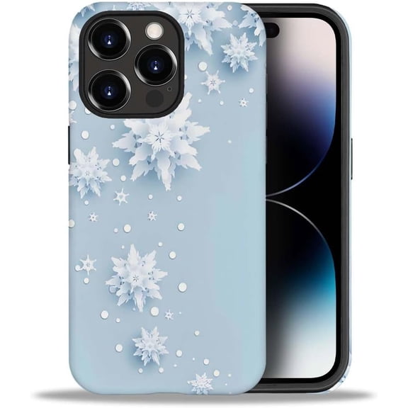 Compatible with iPhone 14 Pro Max Case, Snowflake Heavy Duty Shockproof Rugged Hard PC Soft Silicone Cover