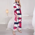 thumbnail image 4 of Disketp Pajamas Set Long Sleeve Sleepwear Womens Button Down Nightwear Pj Sets-Dark Blue Stripes And Pink Flamingos, 4 of 9
