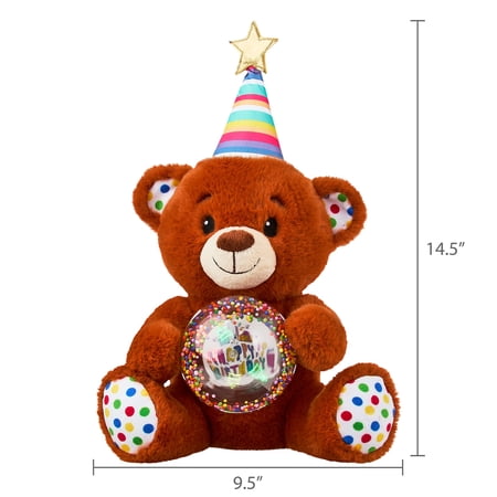 LIGHT-UP SINGING BEAR PLUSH TOY, TAN, 9″, BY WAY TO CELEBRATE