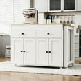 thumbnail image 3 of MODERNLUXE 74.5" Kitchen Island with Extendable Dining Table,Rolling Kitchen Island on Wheels with Spice Rack, 2 Drawers and 4 Door Cabinet, Mobile Storage Islands Cart for Kitchen Dining Room, White, 3 of 10