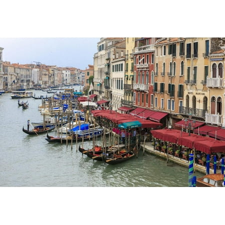Grand Canal Restaurants and Gondolas. Venice. Italy Print Wall Art By Tom