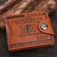 thumbnail image 1 of Cartera para hombre retro variable con hebilla magnética corta con patrón de dólar estadounidense, cartera para hombre, cartera de estilo empresarial con múltiples tarjetas, 1 of 5
