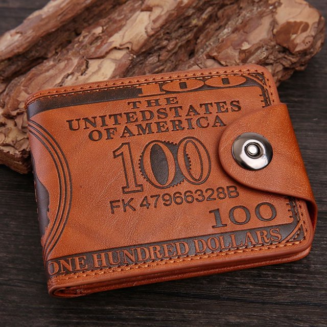Cartera para hombre retro variable con hebilla magnética corta con patrón de dólar estadounidense, cartera para hombre, cartera de estilo empresarial con múltiples tarjetas