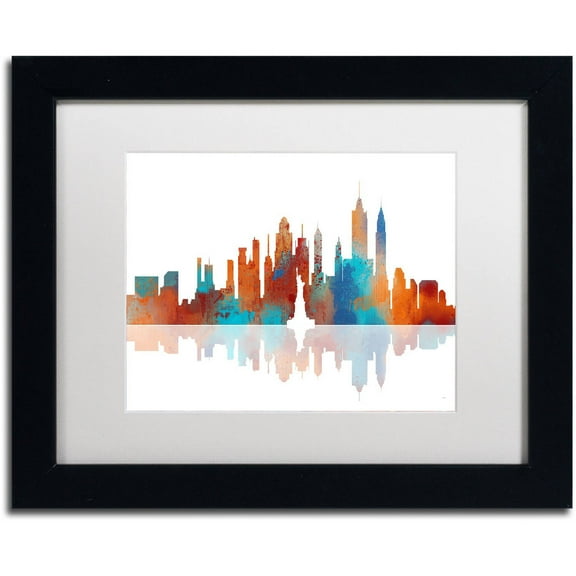 Trademark Fine Art "New York New York Skyline" Canvas Art by Marlene Watson White Matte, Black Frame