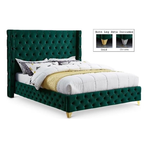 Meridian Furniture Savan Green Velvet King Bed