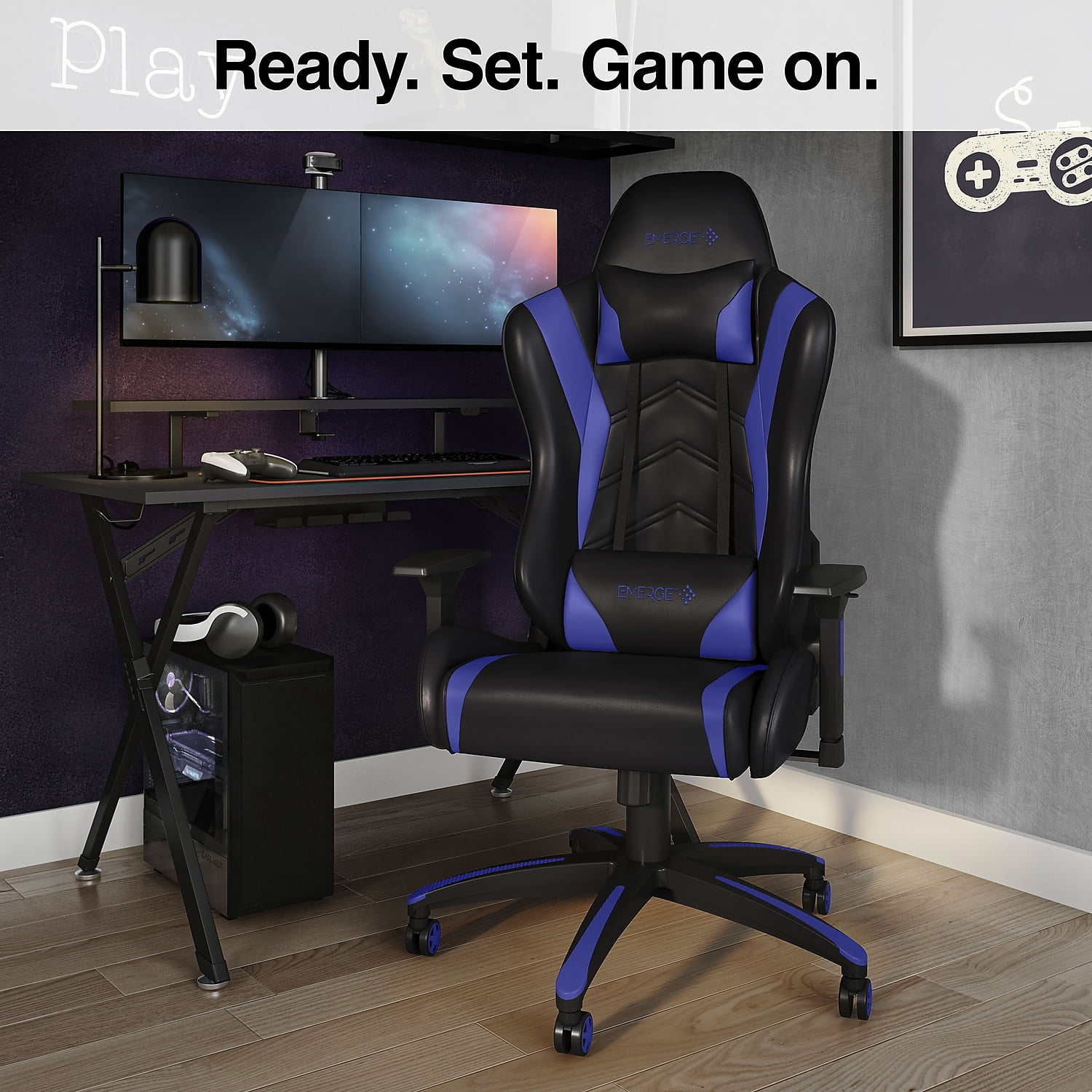 Staples Vartan Gaming Chair Blue 24326200