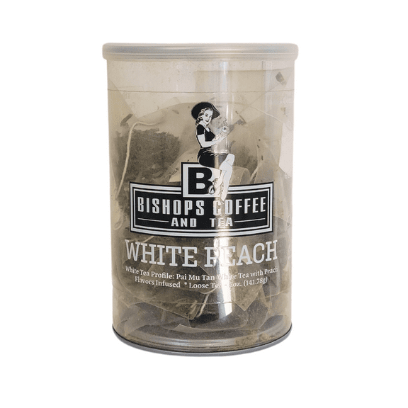 Bishops Coffee And Tea White Peach Tea White Tea 15 Pyramid Tea Bags 2 oz