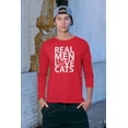 thumbnail image 2 of Old Glory Mens Valentine's Day Real Men Love Cats Long Sleeve Graphic T Shirt, 2 of 6
