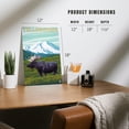 thumbnail image 4 of Yellowstone National Park, Wyoming, Moose and Mountain (12x18 Aluminum Art, Indoor Outdoor Metal Sign Decor), 4 of 5