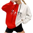 thumbnail image 1 of Jersey de otoño e invierno para mujer, con capucha, estilo punk oscuro, estampado, costura, manga larga, fino, suelto, informal, con cuello encapuchado, suéter, abrigo Pompotops  FGAJ16683, 1 of 5