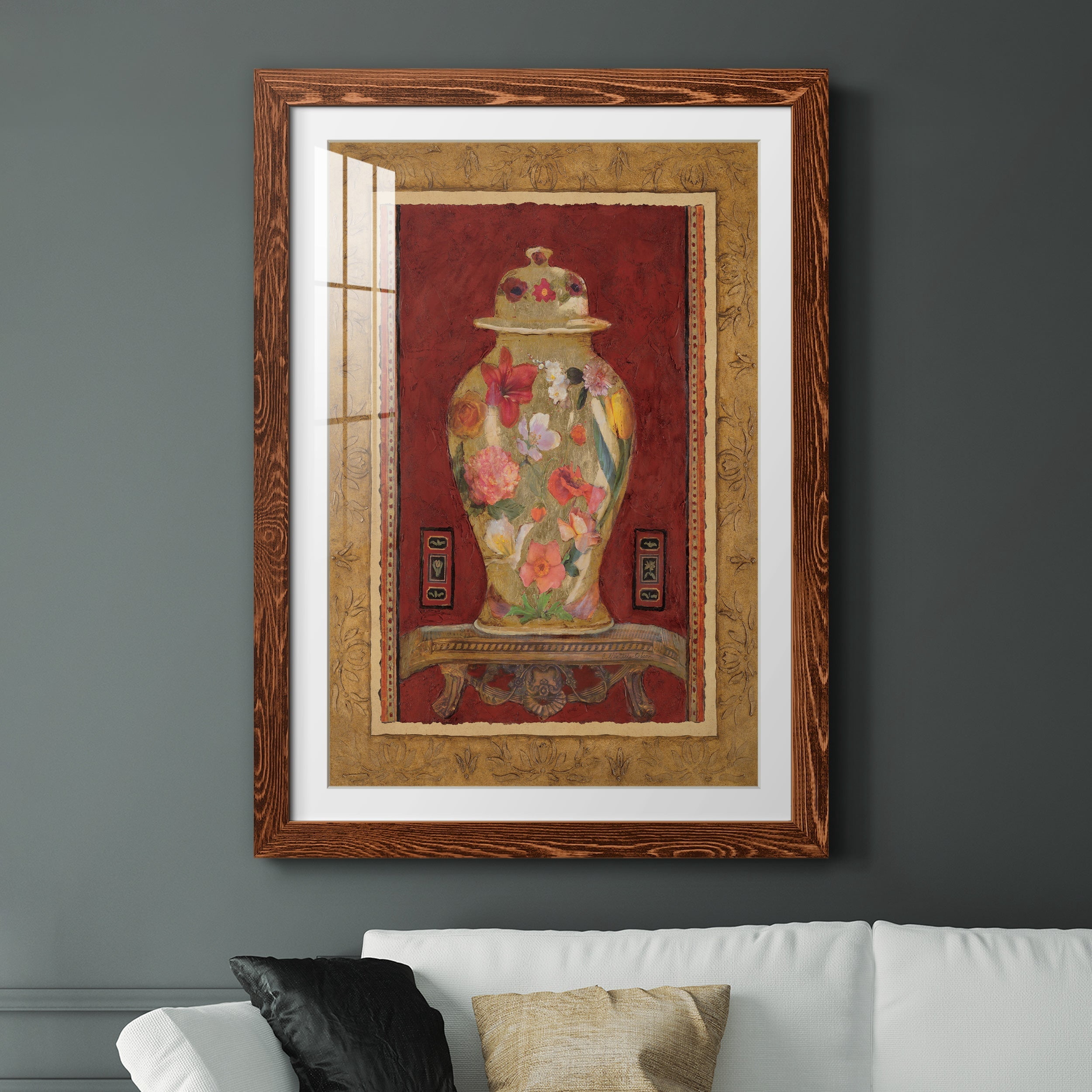 Romantic Urn I - Premium Framed Print - Distressed Barnwood Frame - Ready to Hang