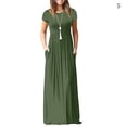 thumbnail image 4 of Sonducket Mujer Bolsillos Cuello Sin Mangas Color Sólido Maxi Vestido Vestidos ejercito verde S, 4 of 5