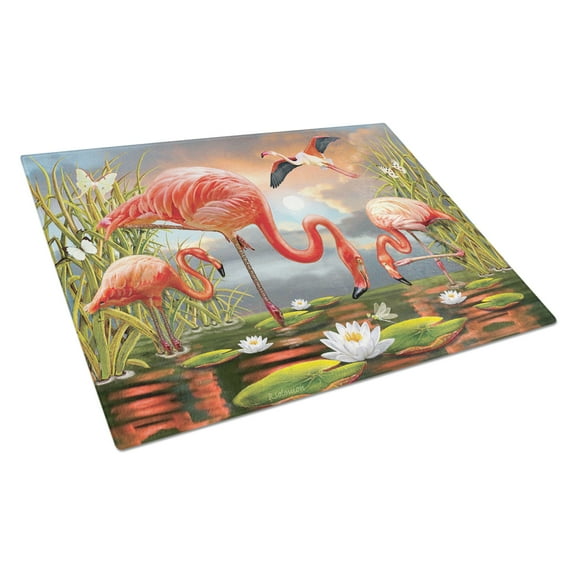 Carolines Treasures PRS4054LCB Flamingos Glass Cutting Board Large, 12H x 16W, multicolor