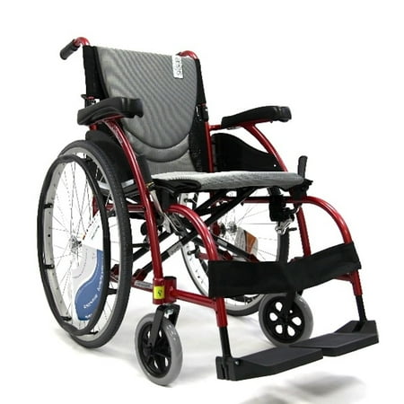 Karman Healthcare S-105 Ergonomic Ultra Lightweight Manual Wheelchair, Red, 16" Seat