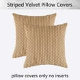 thumbnail image 6 of Ksopiavobs 2 Packs Tan Decorative Throw Pillow Covers 20x20 Inch for Living Room Couch Bed Sofa, Soft Striped Corduroy Square Cushion Case 50x50 cm, Rustic Farmhouse Boho Home Decor, 6 of 7