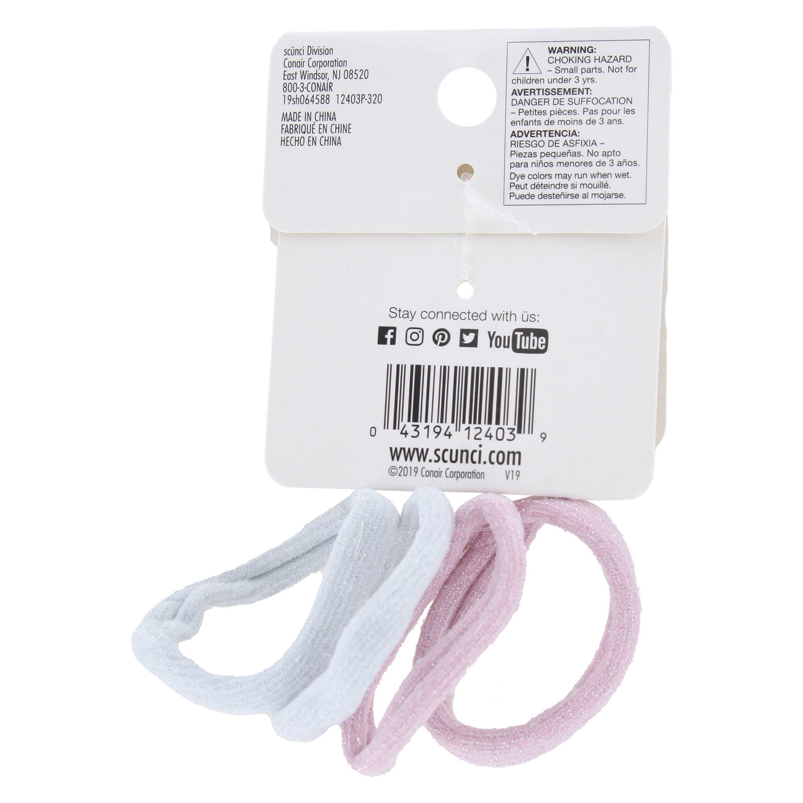 (4 pack) Scunci Hair Ponytailers, Assorted Colors, 4-Pieces