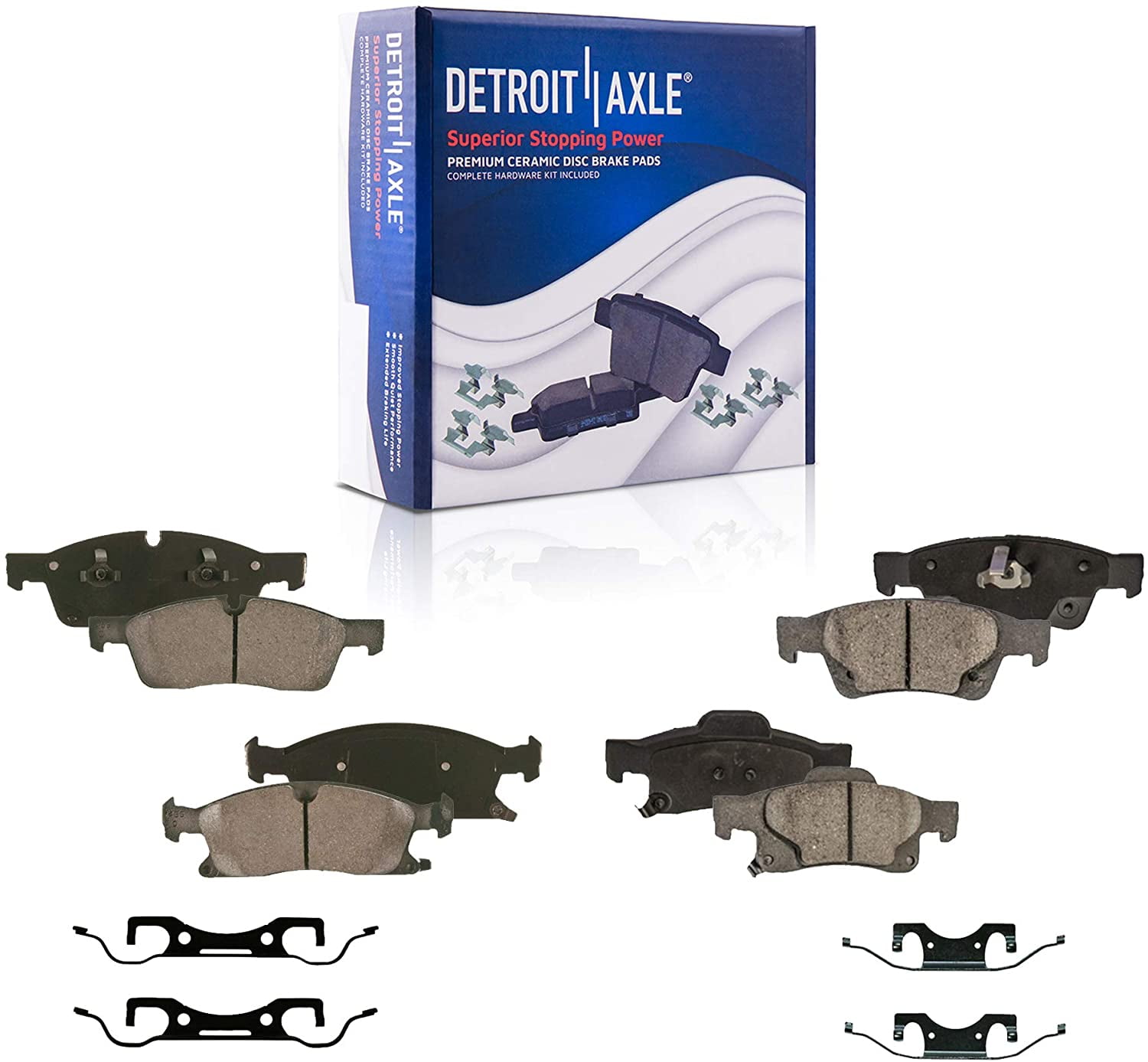 Detroit Axle Front Rear Brakes Brake Pads Replacement for Dodge