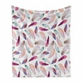 thumbnail image 1 of Feathers Soft Flannel Fleece Blanket, Mix Feather Motifs in Romantic Feminine Inspired Colors Outer Wing Covert Theme, Cozy Plush for Indoor and Outdoor Use, 60" x 80", Pink Purple, by Ambesonne, 1 of 6