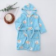 thumbnail image 2 of TOWED22 Boys Girls Robe Kids Flannel Hooded Bathrobe Sleepwear Pajamas Toddler Soft Plush Robes Baby Gifts(Dark Blue,18-24 M), 2 of 6