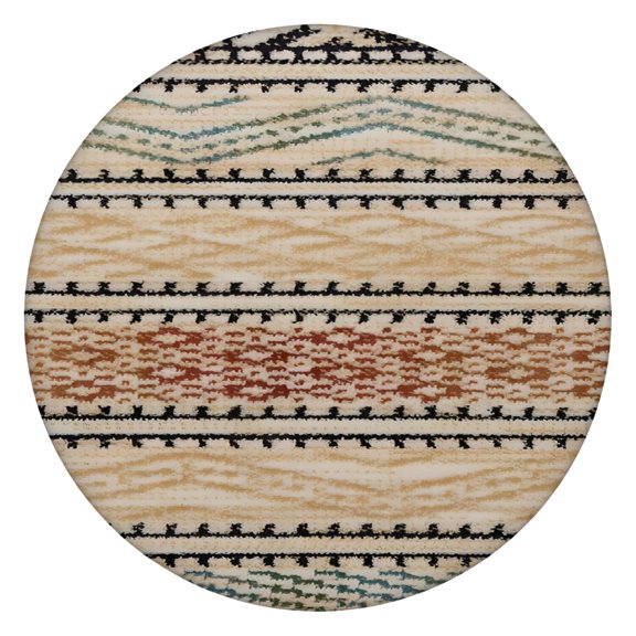 Stretchable Round Table Cover with Bohemian Floral Design - Colorful Elastic Edge Tablecloth - Fits 52-56 Inch
